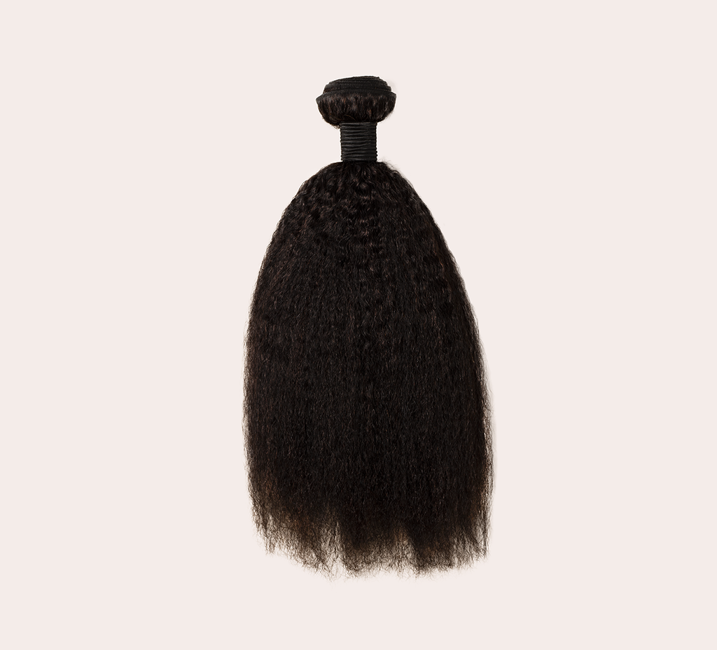 Color swatch of natural black virgin Brazilian kinky straight human hair