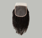 Color swatch of natural black virgin Brazilian curly 5x5 closure hair