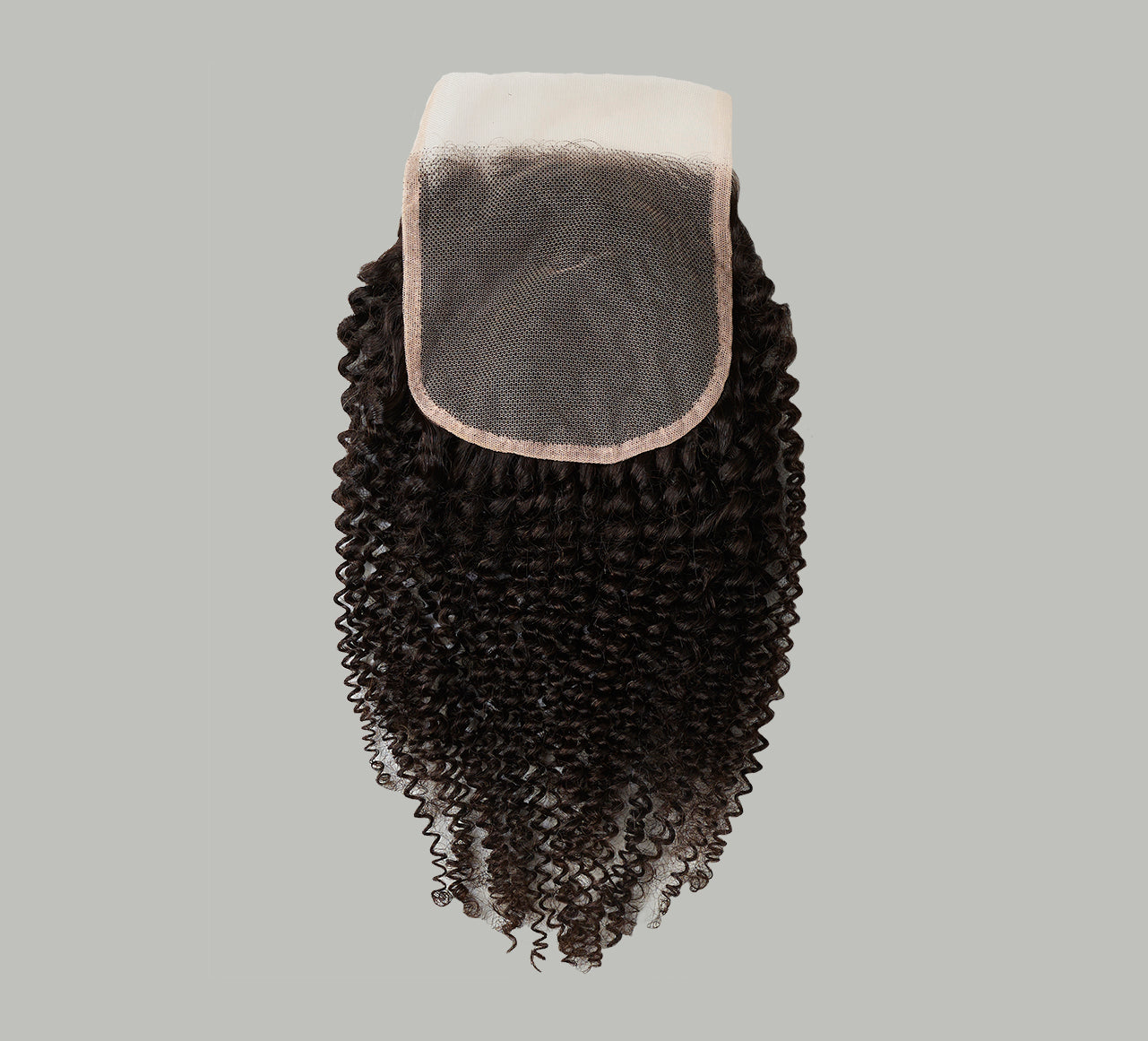 Color swatch of natural black virgin Brazilian curly 5x5 closure hair
