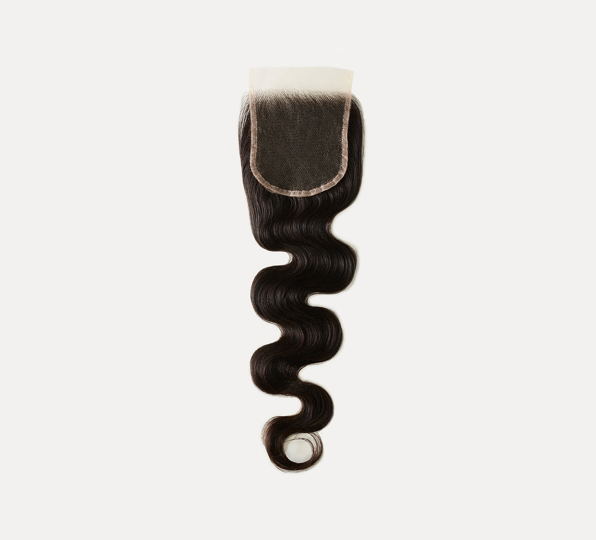 Color swatch of natural black virgin body wave HD lace closure hair