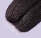 Close-up of the coarse kinky straight texture on a 4x4 lace closure