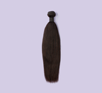 Color swatch of natural black virgin Brazilian yaki straight human hair