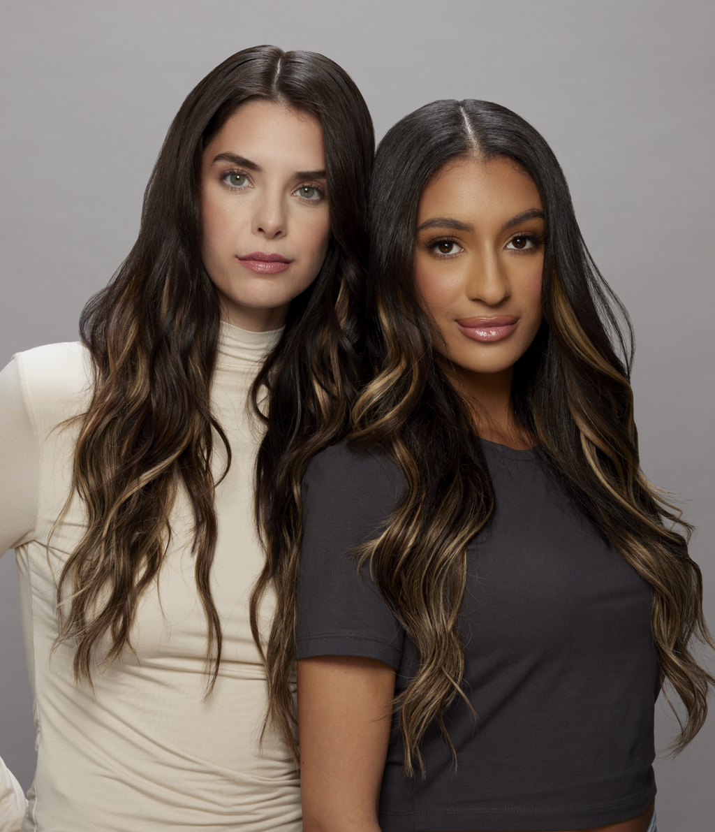 4 Dark Brown with 8 Blonde Highlights Seamless Clip-In Hair Extensions