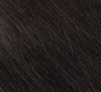Back view of a jet black straight sew-in showing high shine
