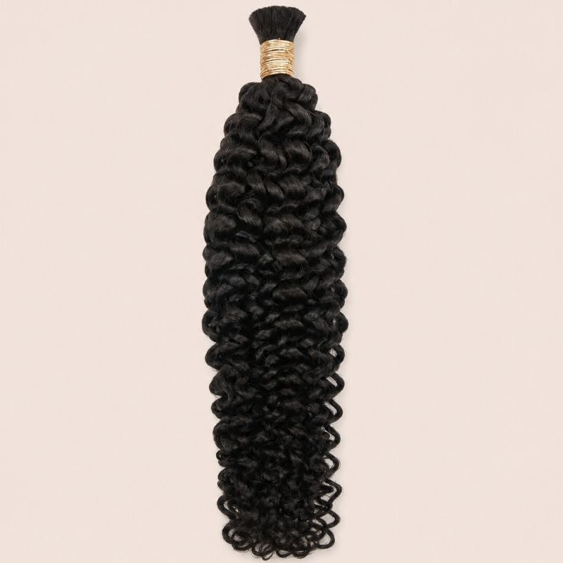 Single bundle of natural black water wave bulk human braiding hair