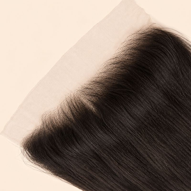 Close-up of the HD lace and hairline on a yaki straight 13x6 frontal