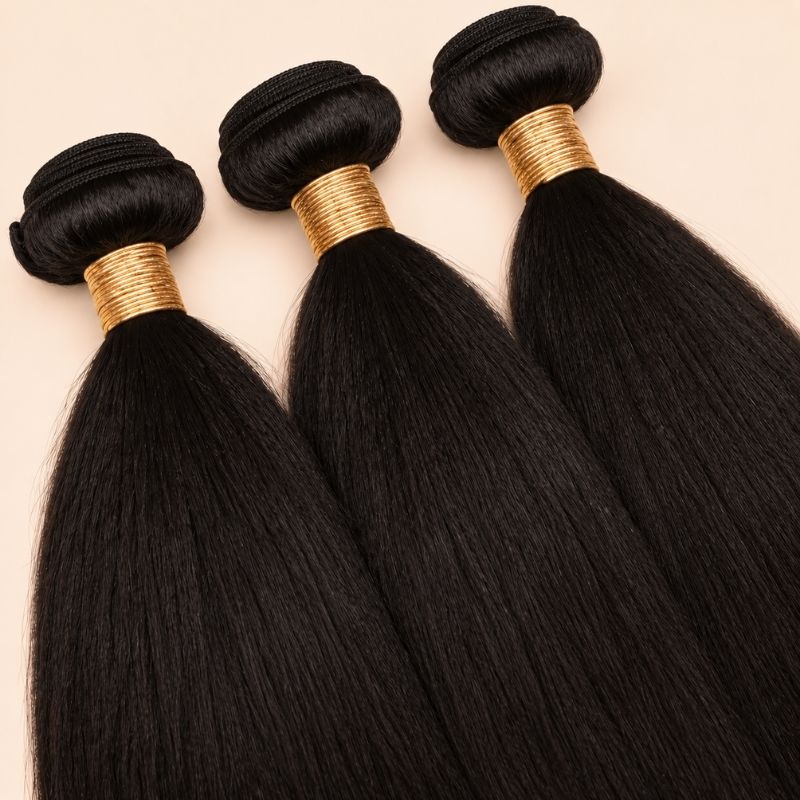 Three yaki straight bundles angled to show the machine-sewn wefts