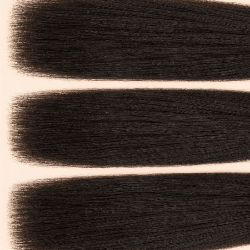 Three yaki straight wefts laid flat, showing the staggered lengths