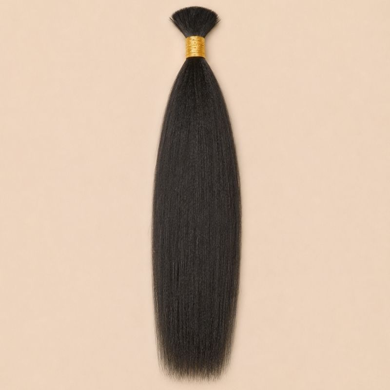 Single bundle of natural black yaki straight bulk human braiding hair