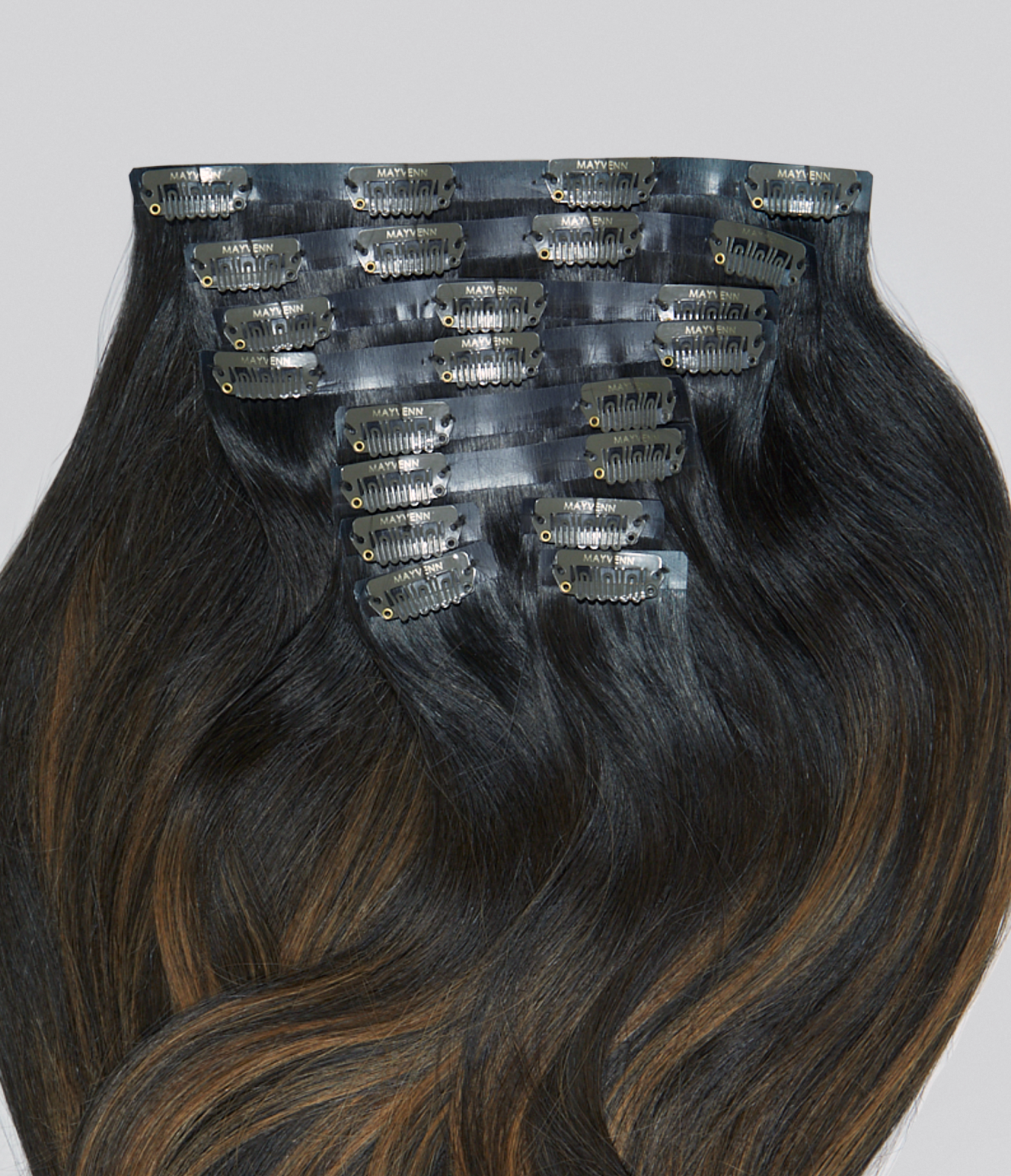 4 Dark Brown with 6 Medium Brown Balayage Seamless Clip-In Hair Extensions
